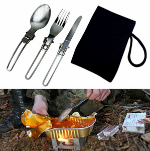 Camping Travel Picnic Foldable Stainless Steel Cutlery 3PCS