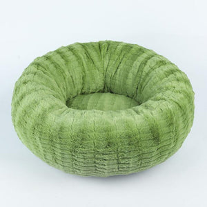 Donut Warm Cat Bed Round Plush Puppy Cave Deep Nest