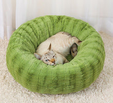 Load image into Gallery viewer, Donut Warm Cat Bed Round Plush Puppy Cave Deep Nest
