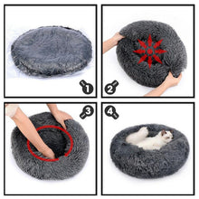 Load image into Gallery viewer, Pet Cat Calming Bed Warm Soft Plush Round Nest

