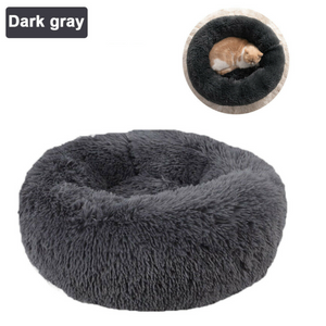 Pet Cat Calming Bed Warm Soft Plush Round Nest