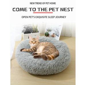 Plush Pet Bed Round Warm Kennel Soft Pet Sofa