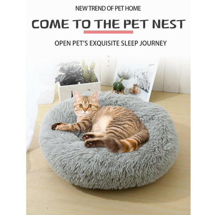 Plush Pet Bed Round Warm Kennel Soft Pet Sofa