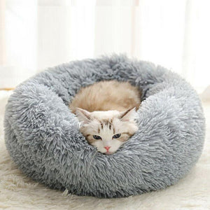 Plush Pet Bed Round Warm Kennel Soft Pet Sofa