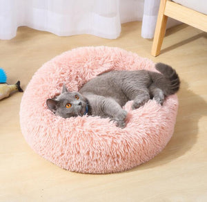 Pet Cat Calming Bed Warm Soft Plush Round Nest