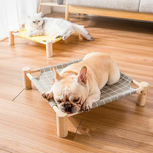 Load image into Gallery viewer, Wood Frame Small Dog Cat Sleep Bed Raised Pet Lounge Removable Hammock
