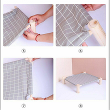 Load image into Gallery viewer, Wood Frame Small Dog Cat Sleep Bed Raised Pet Lounge Removable Hammock
