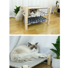 Load image into Gallery viewer, Wood Frame Small Dog Cat Sleep Bed Raised Pet Lounge Removable Hammock
