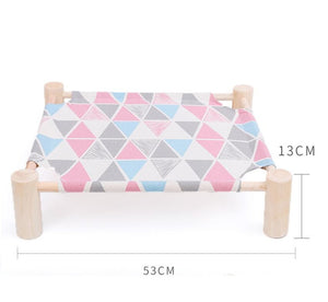 Wood Cat Bed Lounger Sleep Pet Cat Raised Hammock