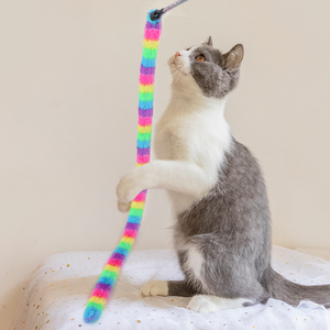 Funny Cat Toy Kitten Pet Stick Rainbow Interactive Play Wand