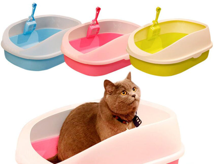 Cat Litter Tray Sifting Toilet Box High Sided Rim Pan Loo with Scoop Large