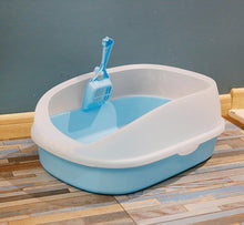 Load image into Gallery viewer, Cat Litter Tray and Scoop High Rim Toilet Pan Box Blue
