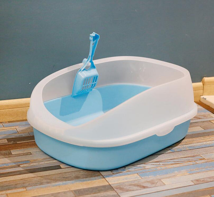 Cat Litter Tray and Scoop High Rim Toilet Pan Box Blue