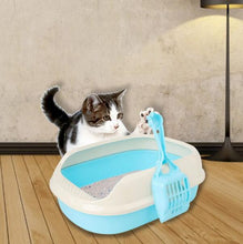 Load image into Gallery viewer, Cat Litter Tray and Scoop High Rim Toilet Pan Box Blue
