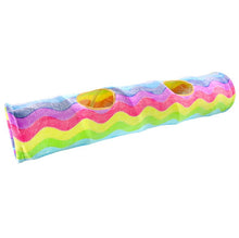 Load image into Gallery viewer, Collapsible Rainbow Cat Crinkle Play Tunnel
