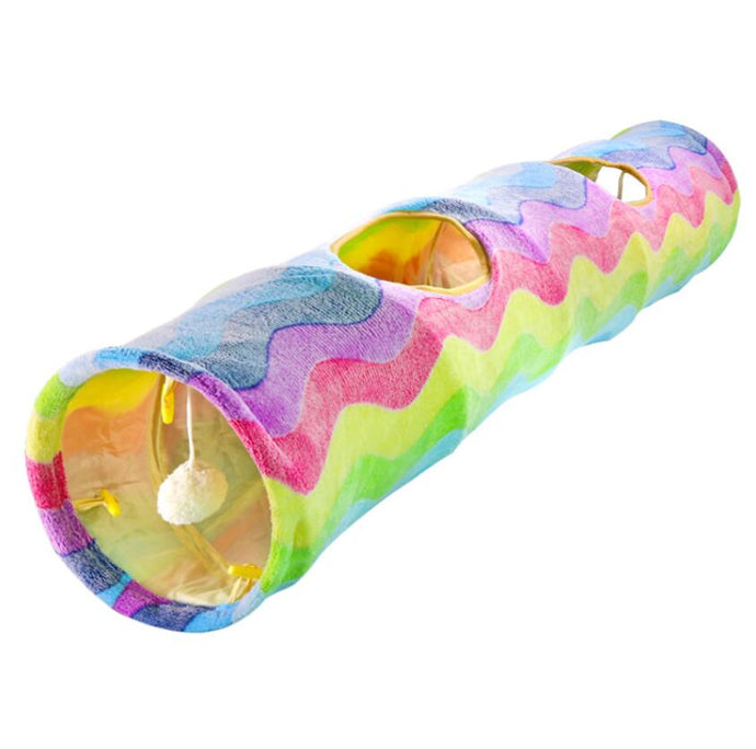Collapsible Rainbow Cat Crinkle Play Tunnel