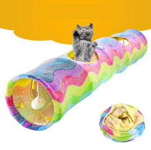 Load image into Gallery viewer, Collapsible Rainbow Cat Crinkle Play Tunnel
