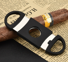 Load image into Gallery viewer, Cigar Cutter Stainless Steel Double Blades Guillotine Knife Pocket Scissors
