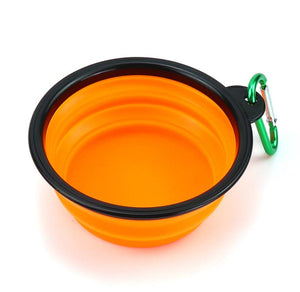 Collapsible Pet Water Bowl with hook Clip Orange