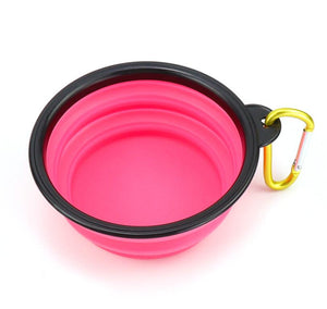 Collapsible Pet Water Bowl with hook Clip Pink