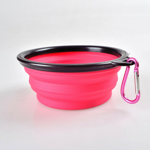 Collapsible Pet Water Bowl with hook Clip Pink