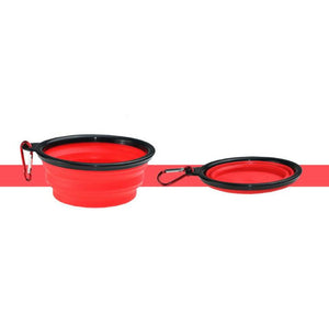 Collapsible Pet Water Bowl with hook Clip Red