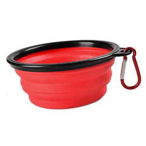 Collapsible Pet Water Bowl with hook Clip Red