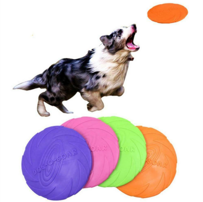 Rubber Frisbee Toy Soft Chew Bite Flying Discs Training Interactive 18cm