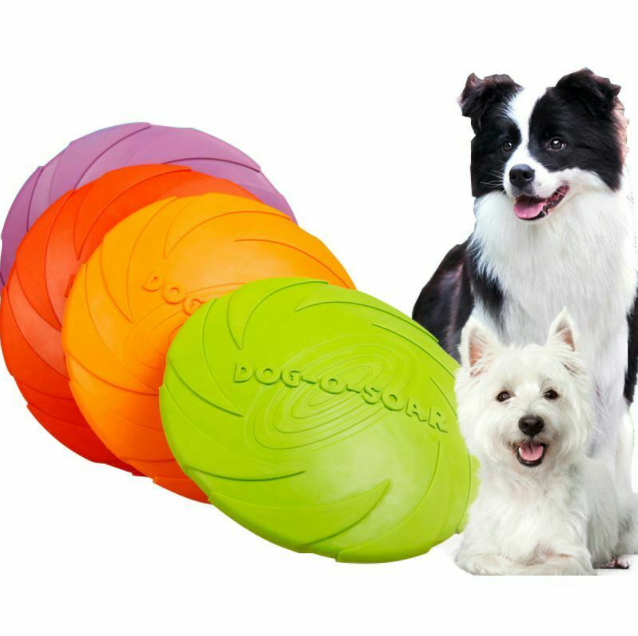 Rubber Frisbee Toy Soft Chew Bite Flying Discs Training Interactive 22cm