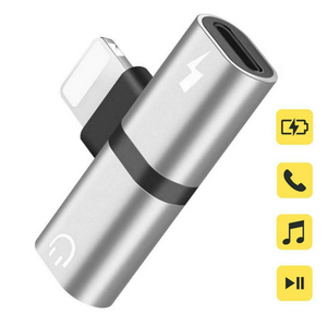 Dual 2in1 Adapter For iPhone X 7 8 Headphone Audio Charger Splitter Charging