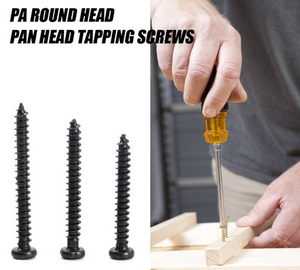 250pcs 4-20 Size M2 Cross Round Head Self Tapping PA Screws Assortment Kit Black