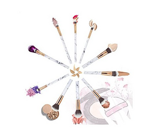 Marble Makeup Brushes Set 10 Pcs Foundation Cream Face Powder Blush Concealer Eyeshadow Brush