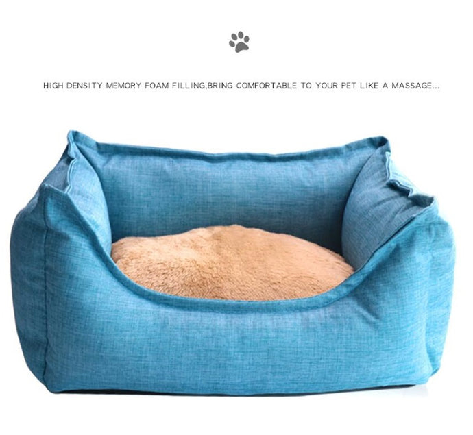 Pet Basket Bed with Fleece Soft Comfy Fabric Washable Cushion