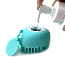 Load image into Gallery viewer, Pet Bath Brush Shampoo Dispenser For Dog Cat Silicone Scrubber Tool
