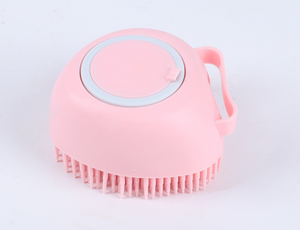 Pet Bath Brush Shampoo Dispenser For Dog Cat Silicone Scrubber Tool