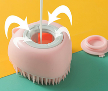 Load image into Gallery viewer, Pet Bath Brush Shampoo Dispenser For Dog Cat Silicone Scrubber Tool
