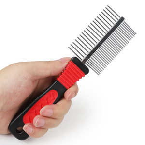 Pet Puppy Cat Metal Double Row Teeth Brush Grooming Hair Comb