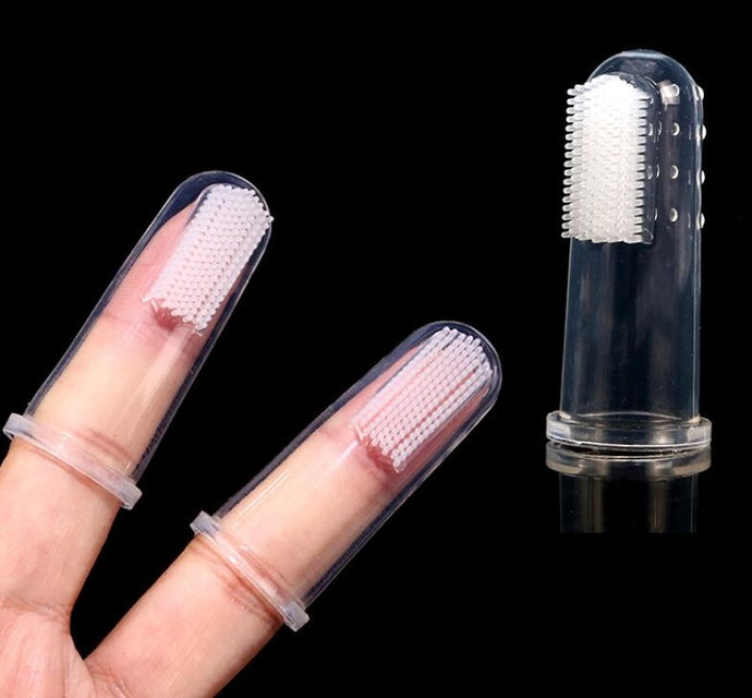 2PCS Soft Pet Dog Cats Finger Toothbrush Teddy Dog Brush Teeth Tool