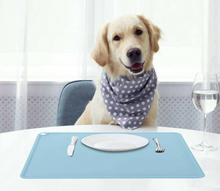 Load image into Gallery viewer, Silicone Pet Feeding Food Mat Waterproof Non-slip Dog Cat Bowl Placemat Light Blue

