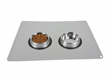 Load image into Gallery viewer, Silicone Pet Feeding Food Mat Waterproof Non-slip Dog Cat Bowl Placemat Grey
