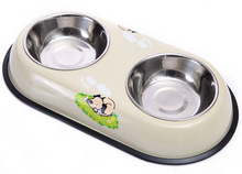 Load image into Gallery viewer, Double Pet Bowl Dog Cat Twin Dish Stainless Steel Water Food Feeder
