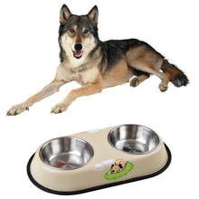 Load image into Gallery viewer, Double Pet Bowl Dog Cat Twin Dish Stainless Steel Water Food Feeder
