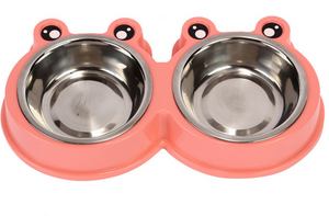 NEW Cat Dog Pet Bowl Dual Stainless Steel Feeder Non Slip