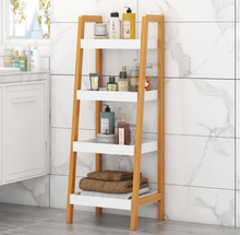 Load image into Gallery viewer, 4 Tier Storage Shelf Bamboo Display Shelving Unit Kitchen Storage Rack
