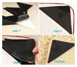 4Pcs Soft Anti Slip Rug Carpet Grippers Reusable Mat Grips