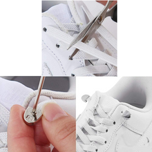 Load image into Gallery viewer, 1 Pair Easy No Tie Shoelaces Elastic Round Lazy Shoe Laces Black
