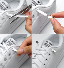 Load image into Gallery viewer, 1 Pair Elastic No Tie Lazy Flat Shoelaces Sneakers Shoe String White
