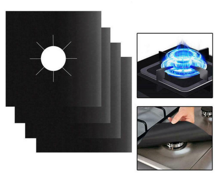 Kitchen Gas Stove Top Burner Reusable Protector Liner Cleaning Pad Cover 4PCS