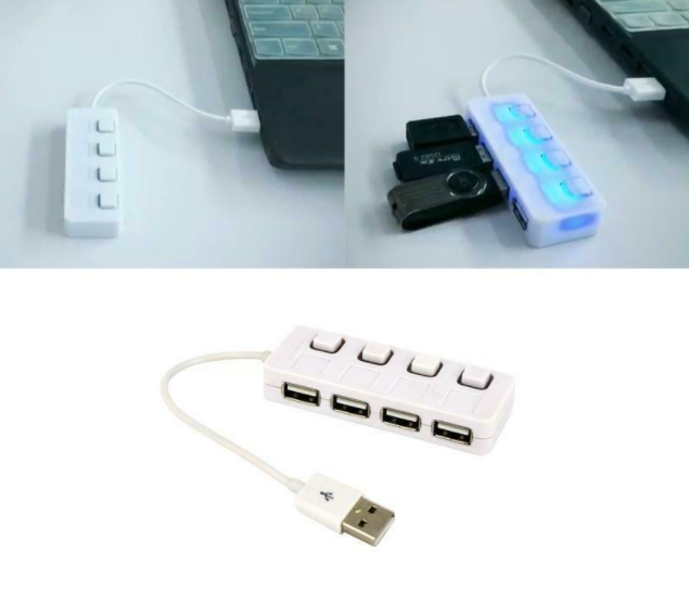 Power Adapter Multi Splitter Expander 4 Ports Hub USB 2.0