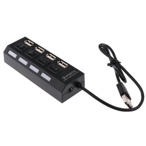 4 Port USB 2.0 Hub Multi USB Splitter Power On Off Switches Adapter